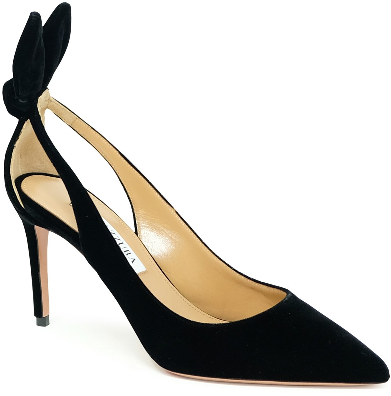 Aquazzura AQUAZZURA DENMIDP0-VEL-000 BLACK VELVET BOW TIE PUMP 85 Zwart