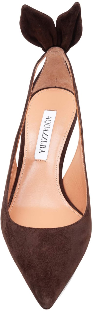 Aquazzura Aquazzura espresso suede bow tie pump 50 Bruin