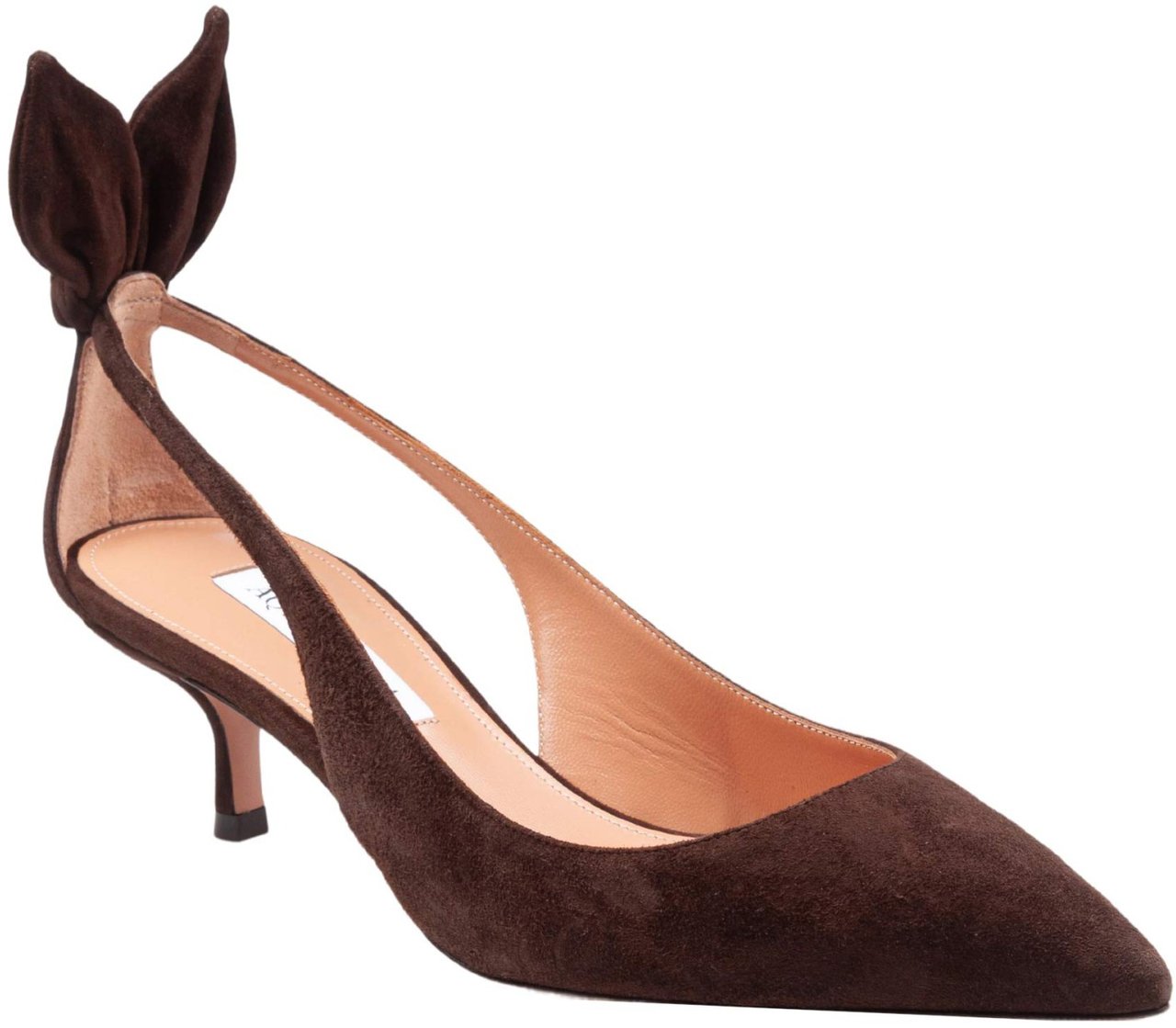 Aquazzura Aquazzura espresso suede bow tie pump 50 Bruin