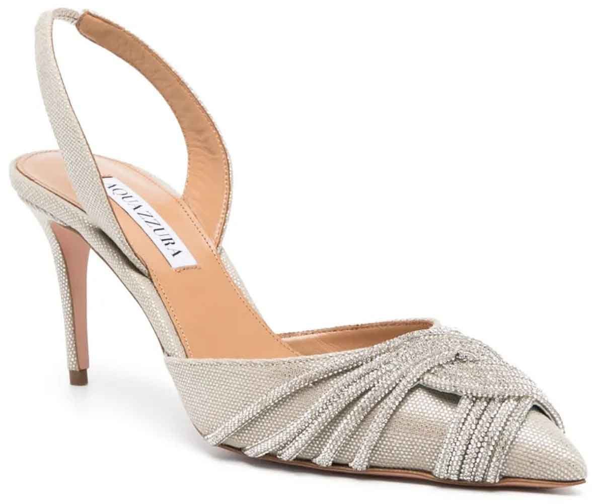 Aquazzura Aquazzura Gatsby 85mm Crystal-embellished Pumps Zilver
