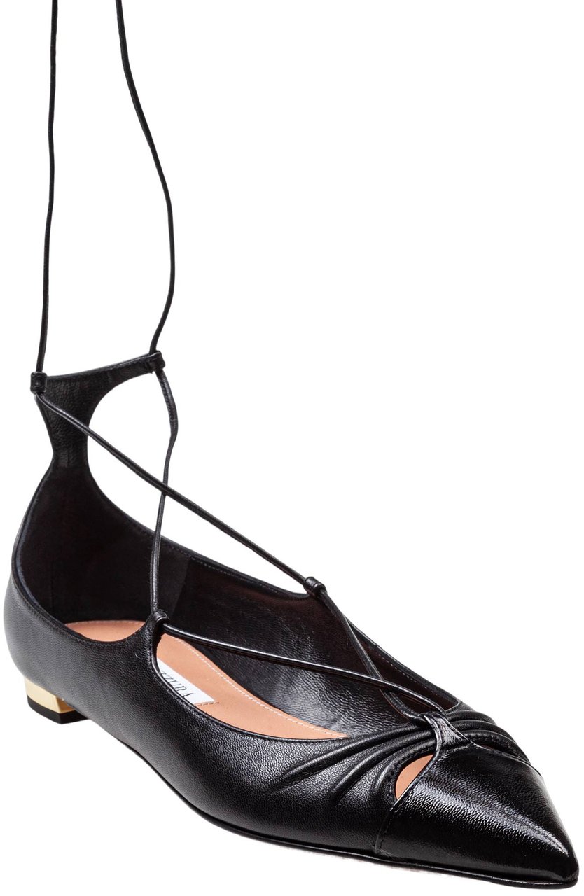 Aquazzura Aquazzura gabi flat in nappa color black Zwart