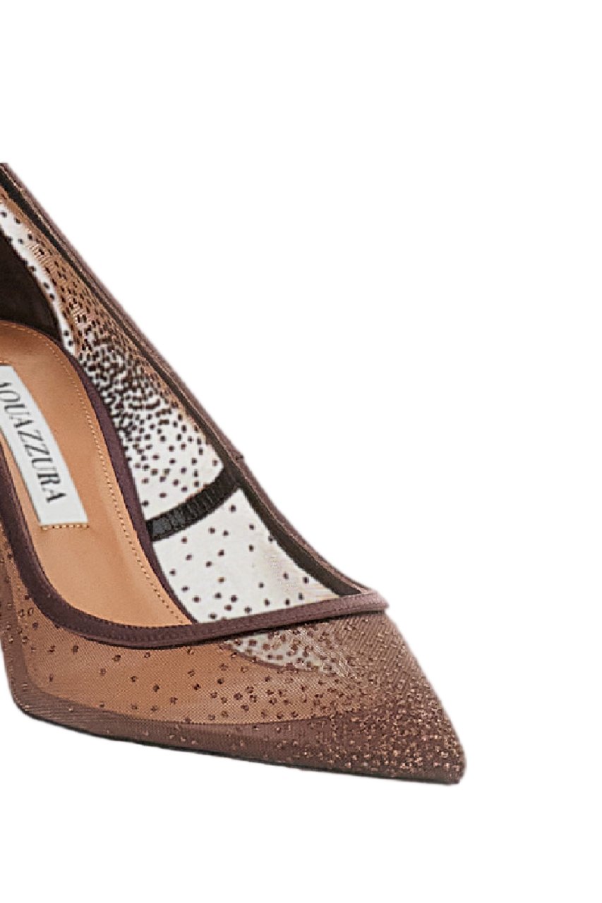 Aquazzura Brown Nude Mesh Rhinestone Pumps Bruin