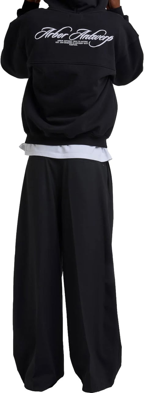 Arbor antwerp - Cursive zipper hoodie black - Zwart