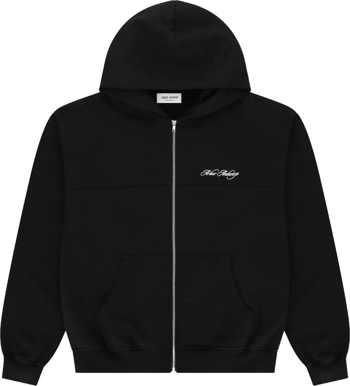 Arbor antwerp - Cursive zipper hoodie black - Zwart