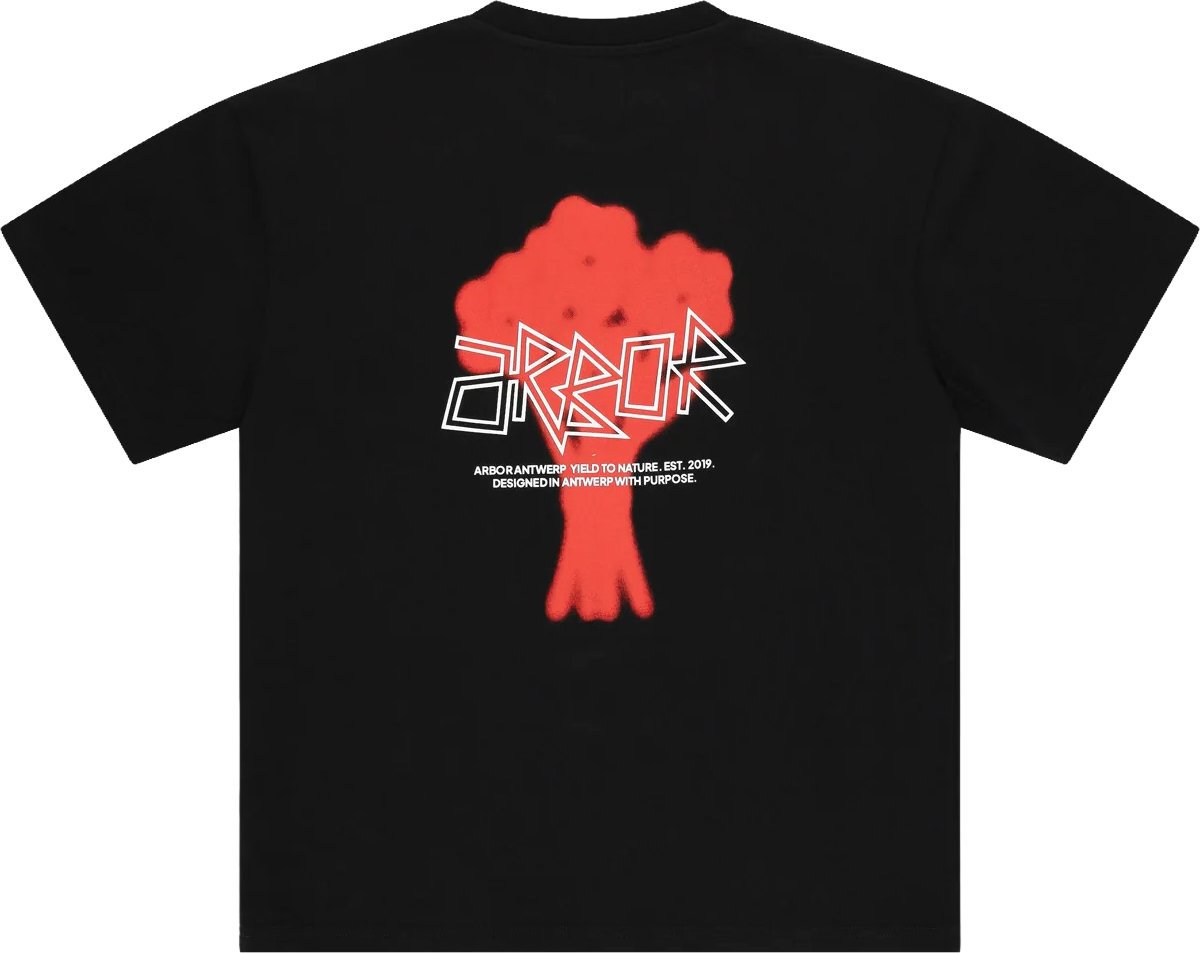 Arbor antwerp - Floral bouquet red t-shirt - Zwart