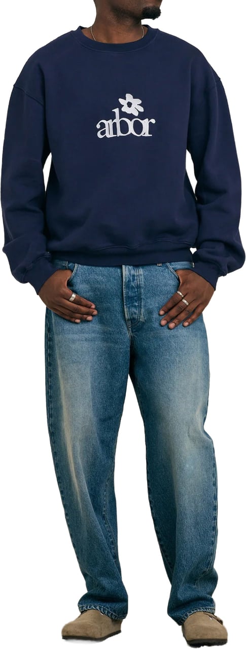Arbor antwerp - Flower crewneck - Navy Blauw