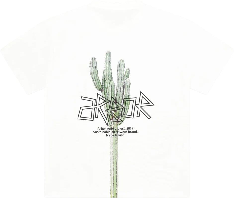 Arbor antwerp - Pixle cactus t-shirt - White Wit