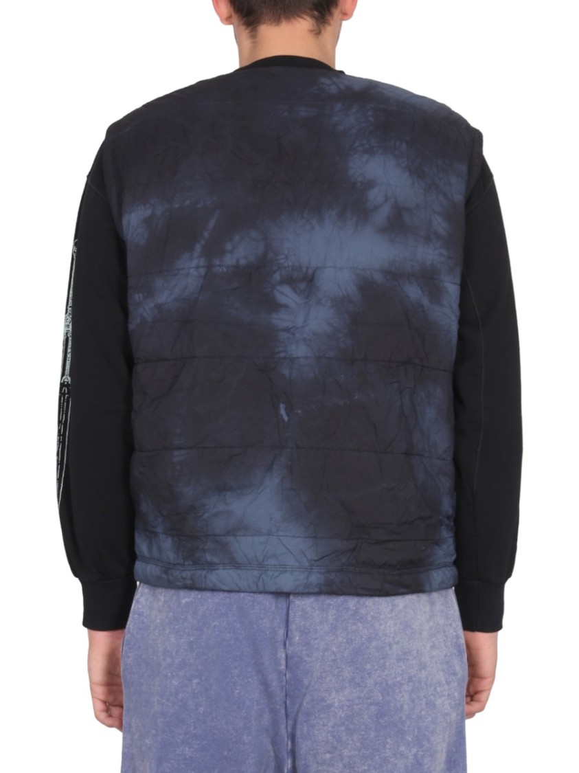 Aries V-Neck Vest With Tie-Dye Pattern Zwart