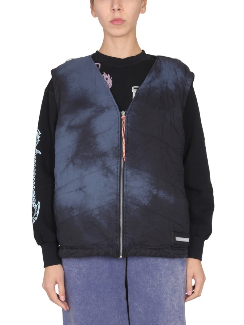 Aries V-Neck Vest With Tie-Dye Pattern Zwart