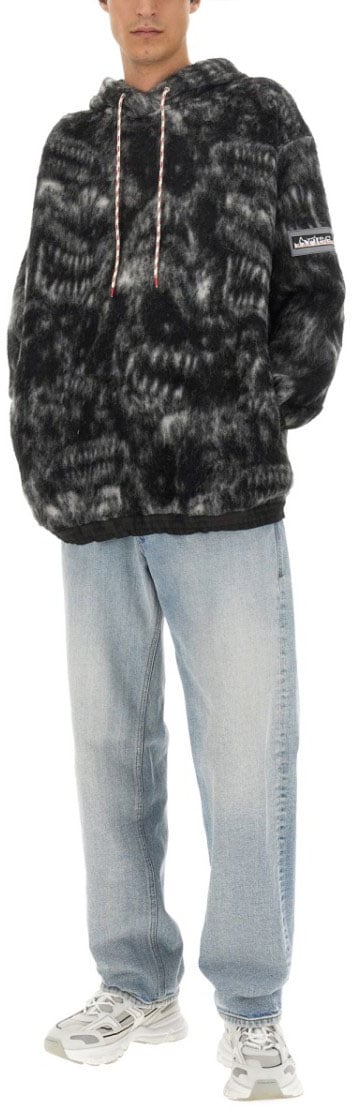 Aries Textured Grey Oversized Sweatshirt Zwart