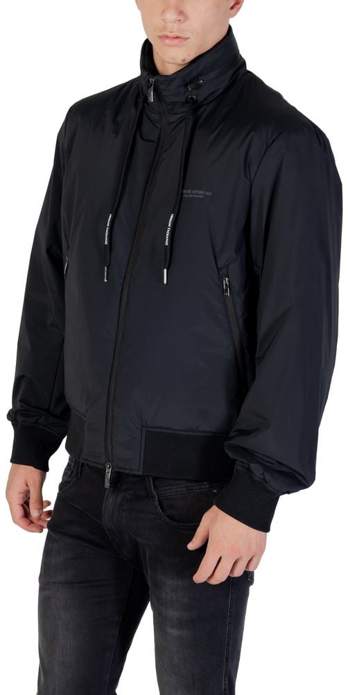 Armani Exchange Black Polyamide Bomber Zwart