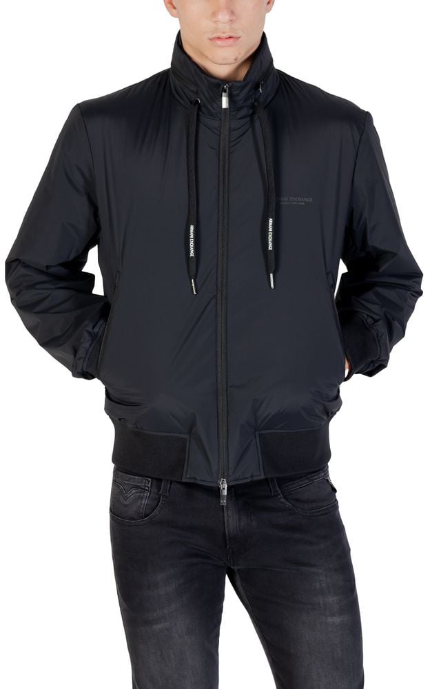 Armani Exchange Black Polyamide Bomber Zwart