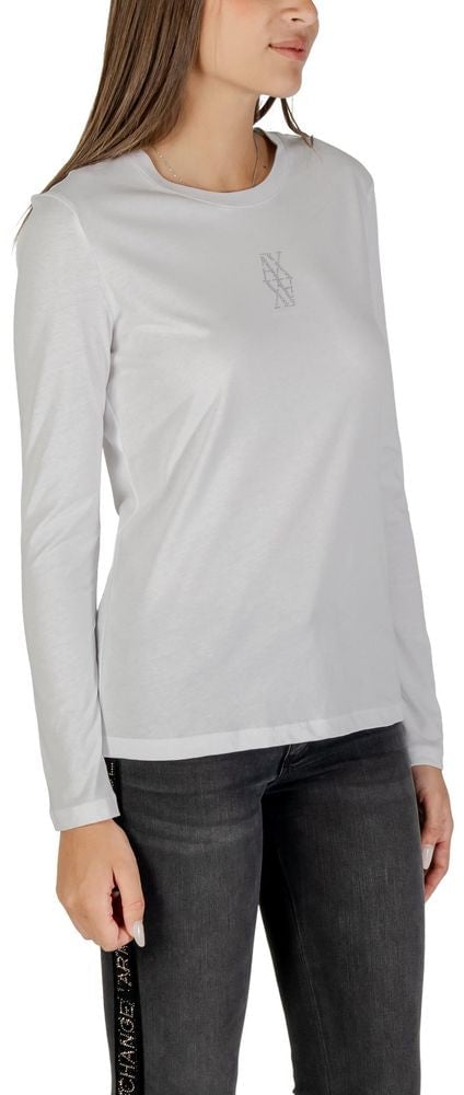 Armani Exchange White Cotton Long Sleeve T-Shirt Wit