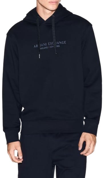 Armani Exchange Hooded Sweatshirt with Adjustable Drawstring and Sophisticated Lettering Zwart