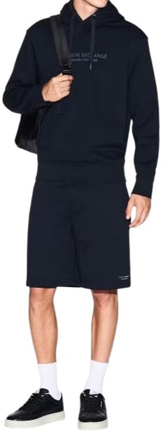 Armani Exchange Hooded Sweatshirt with Adjustable Drawstring and Sophisticated Lettering Zwart
