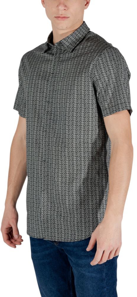 Armani Exchange Black Cotton Shortsleeve Shirt Zwart