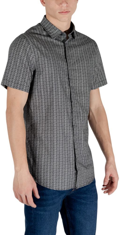 Armani Exchange Black Cotton Shortsleeve Shirt Zwart
