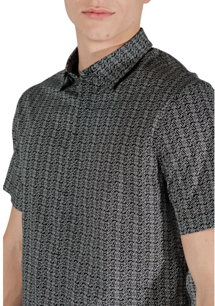 Armani Exchange Black Cotton Shortsleeve Shirt Zwart