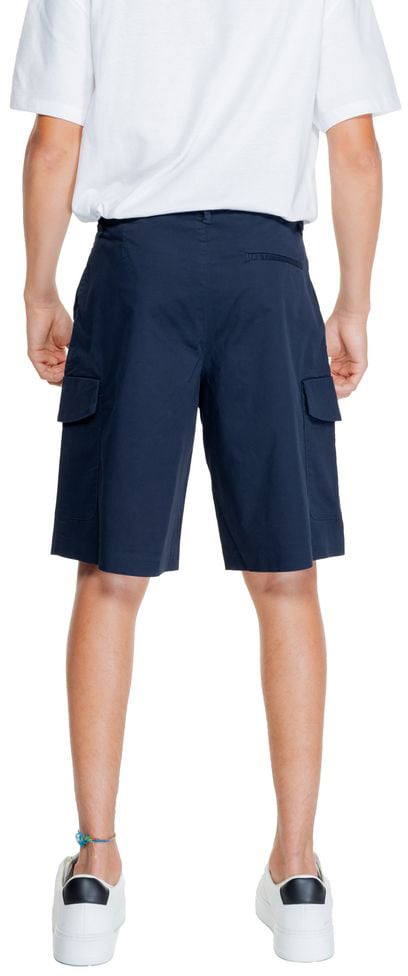 Armani Exchange Blue Cotton Bermuda Shorts Blauw