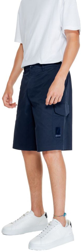 Armani Exchange Blue Cotton Bermuda Shorts Blauw