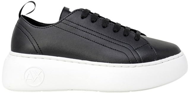 Armani Exchange Black Artificial Leather Low Top Sneakers Zwart