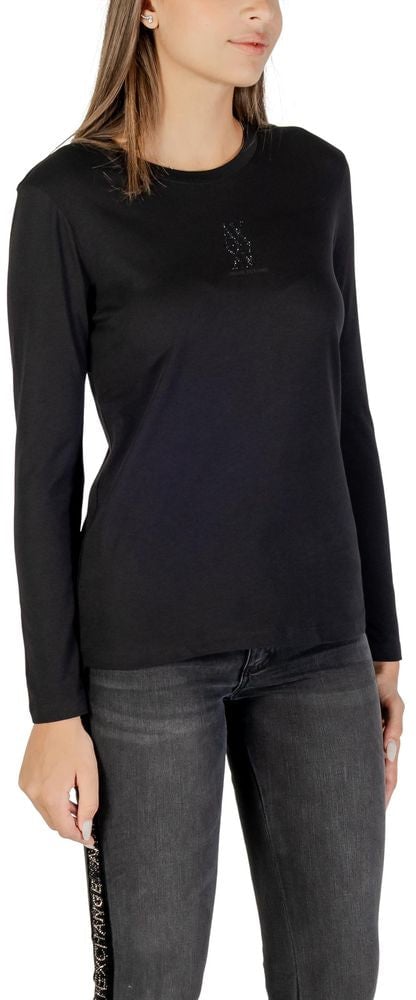 Armani Exchange Black Cotton Long Sleeve T-Shirt Zwart