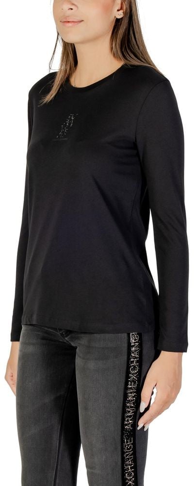 Armani Exchange Black Cotton Long Sleeve T-Shirt Zwart