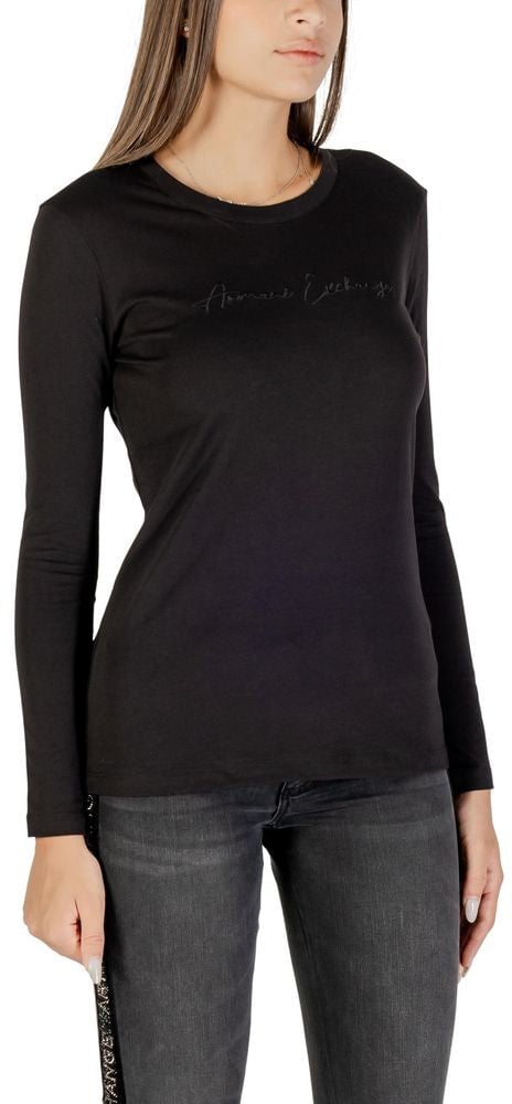 Armani Exchange Black Cotton Long Sleeve T-Shirt Zwart