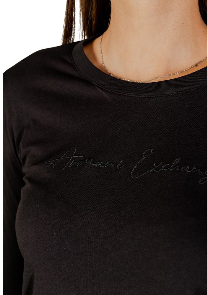 Armani Exchange Black Cotton Long Sleeve T-Shirt Zwart