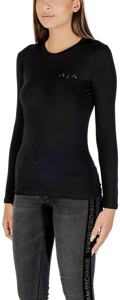 Armani Exchange Black Cotton Long Sleeve T-Shirt Zwart
