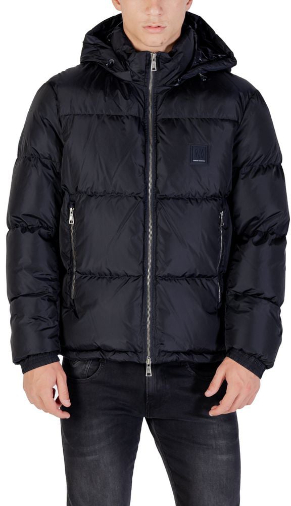 Armani Exchange Blue Polyamide Coat Blauw