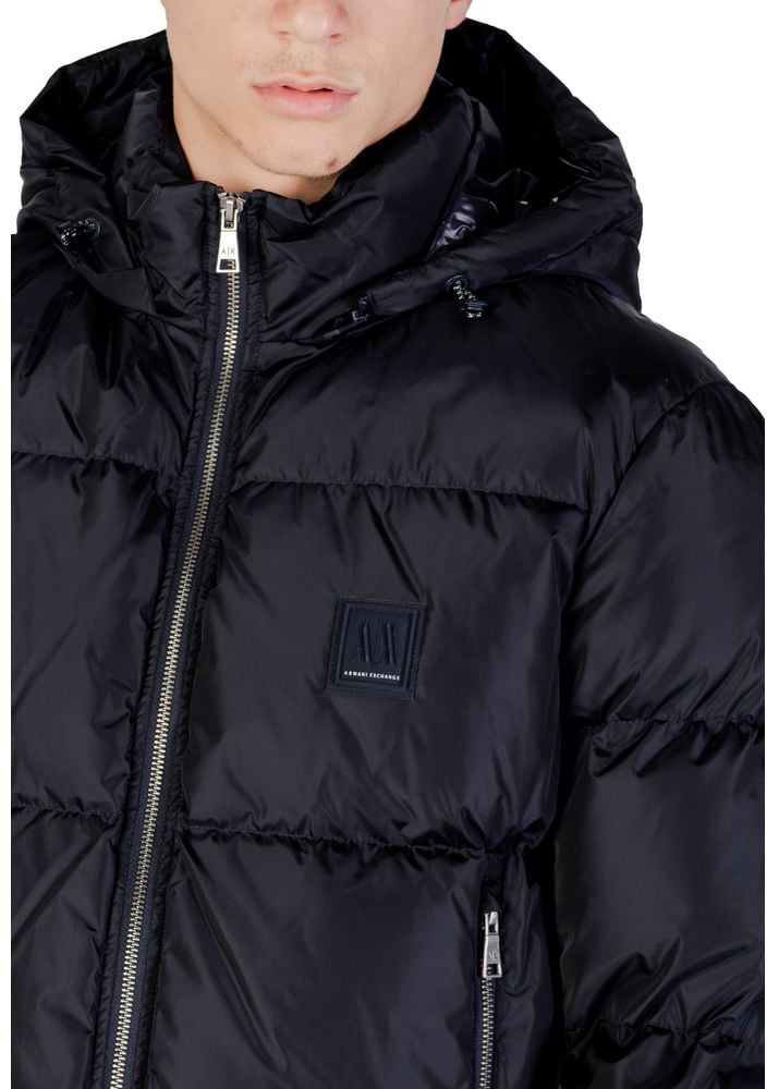 Armani Exchange Blue Polyamide Coat Blauw