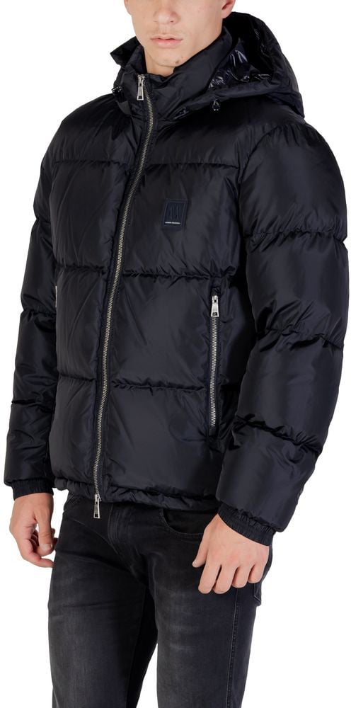Armani Exchange Blue Polyamide Coat Blauw