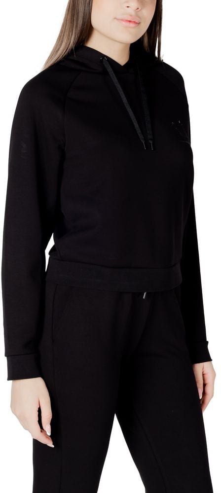 Armani Exchange Black Viscose Hoodie Zwart