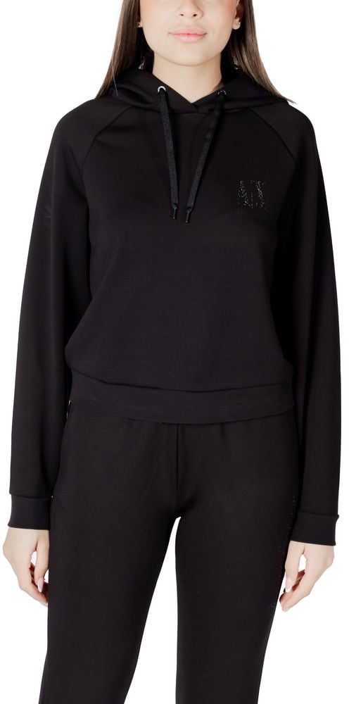 Armani Exchange Black Viscose Hoodie Zwart