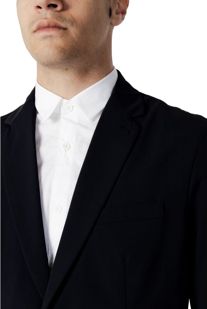 Armani Exchange Blue Cotton Blazer Blauw