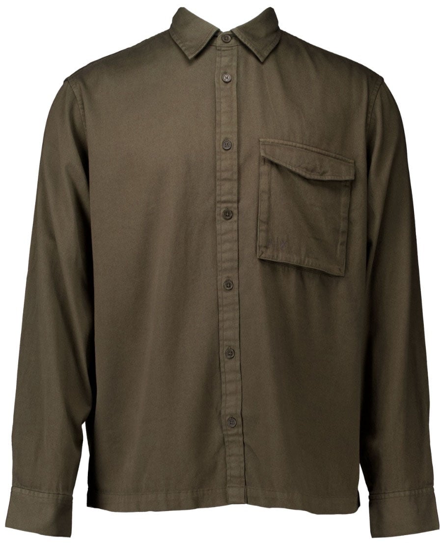 Armani Exchange Armani Exchange Man Woven Shirt Lange Mouw Overhemden Olijf 6dzc07 Zn5ez Groen