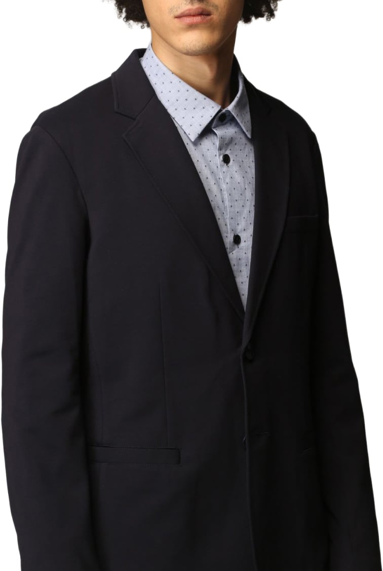 Armani Exchange Blue Single-Breasted Blazer Zwart