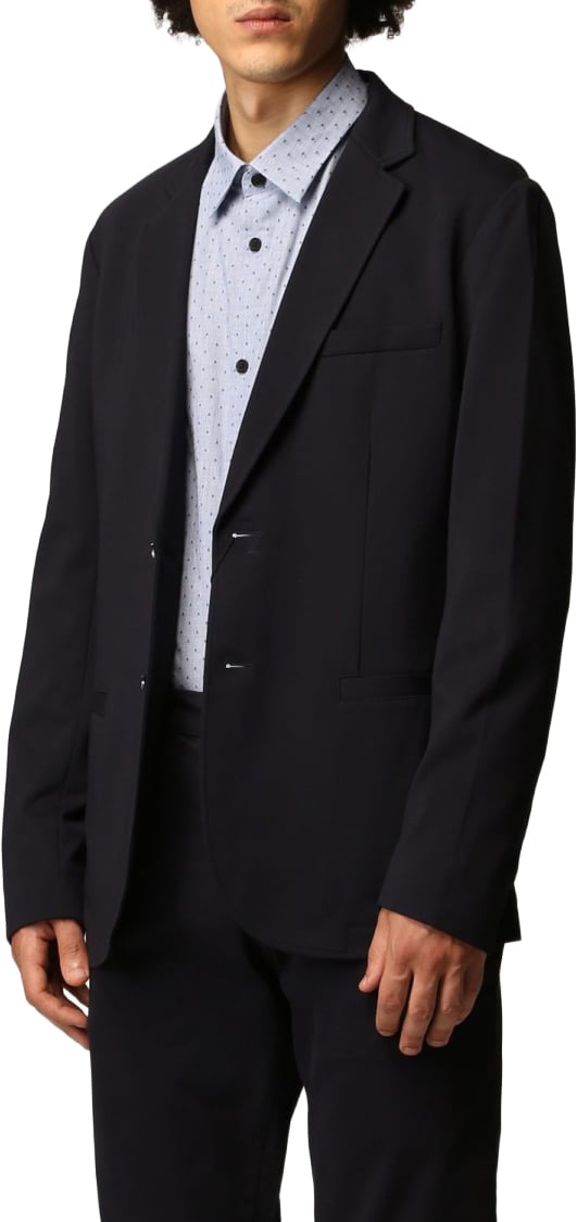 Armani Exchange Blue Single-Breasted Blazer Zwart