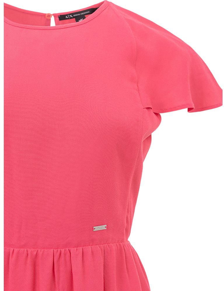 Armani Exchange Fuchsia Viscose Short Dress Roze