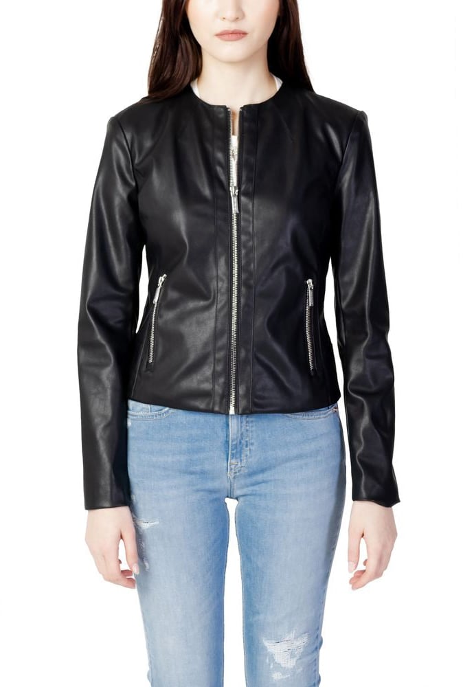Armani Exchange Armani Exchange Black Leather Jacket Zwart