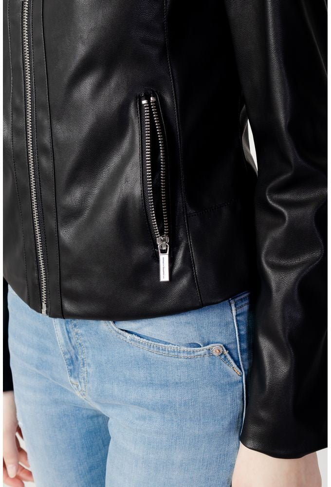 Armani Exchange Armani Exchange Black Leather Jacket Zwart