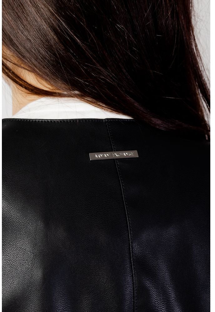 Armani Exchange Armani Exchange Black Leather Jacket Zwart
