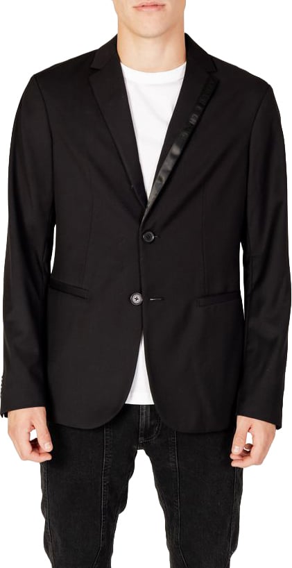 Armani Exchange Black Polyester Blazer Zwart