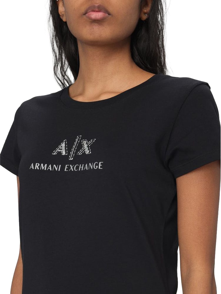 Armani Exchange Black Cotton T-Shirt Wit