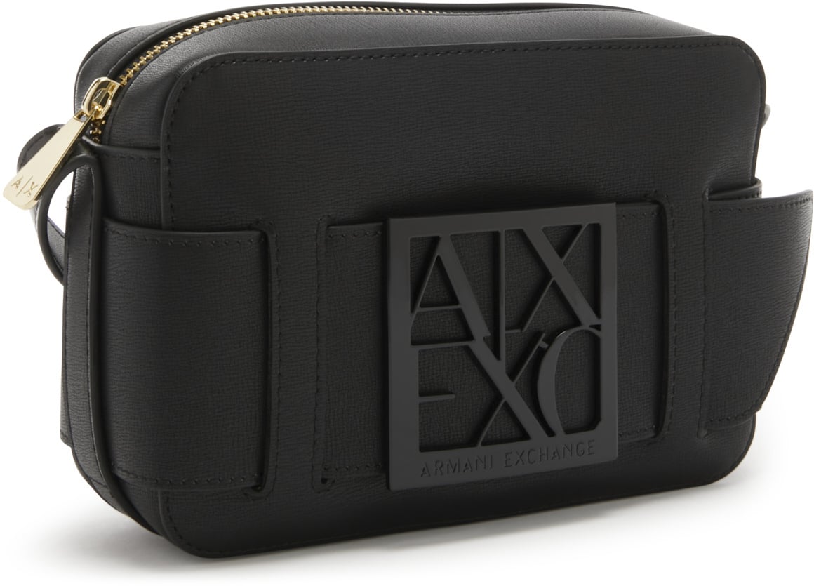 Armani Exchange Kunstleer Crossbody Tas Zwart