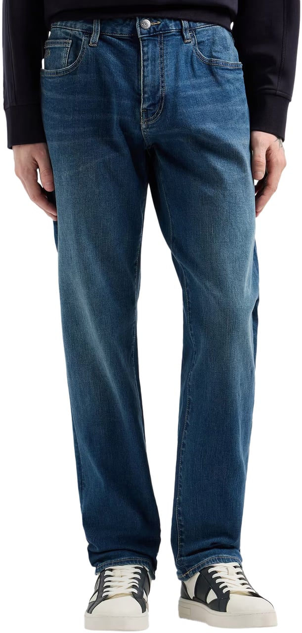 Armani Exchange Trousers Blue Denim Blauw