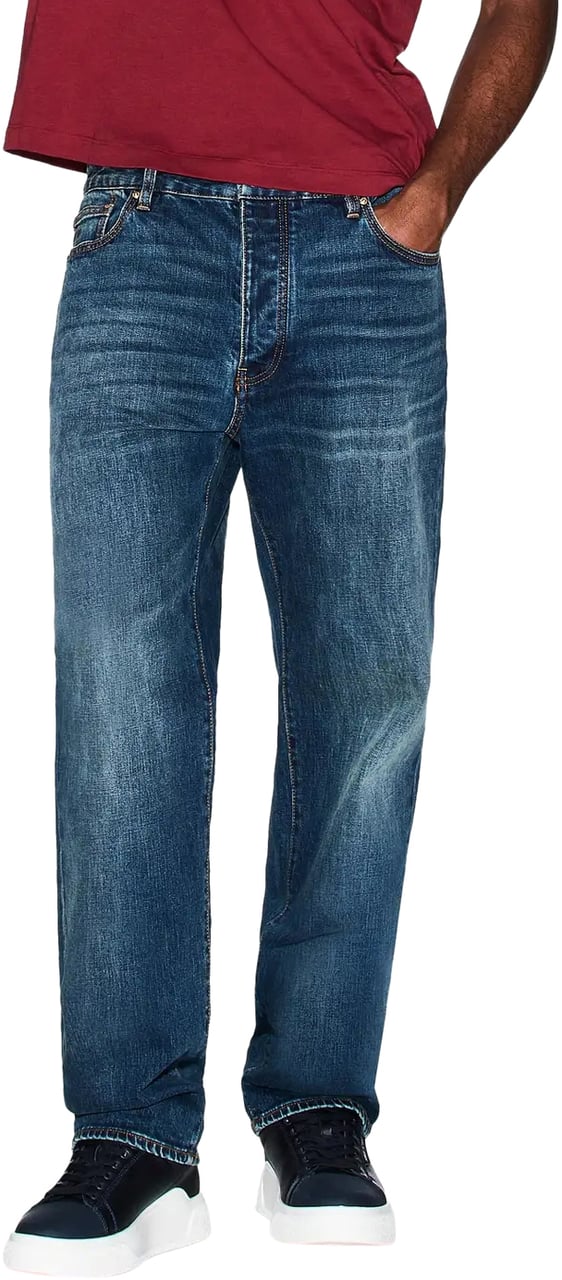 Armani Exchange Trousers Blue Denim Blauw