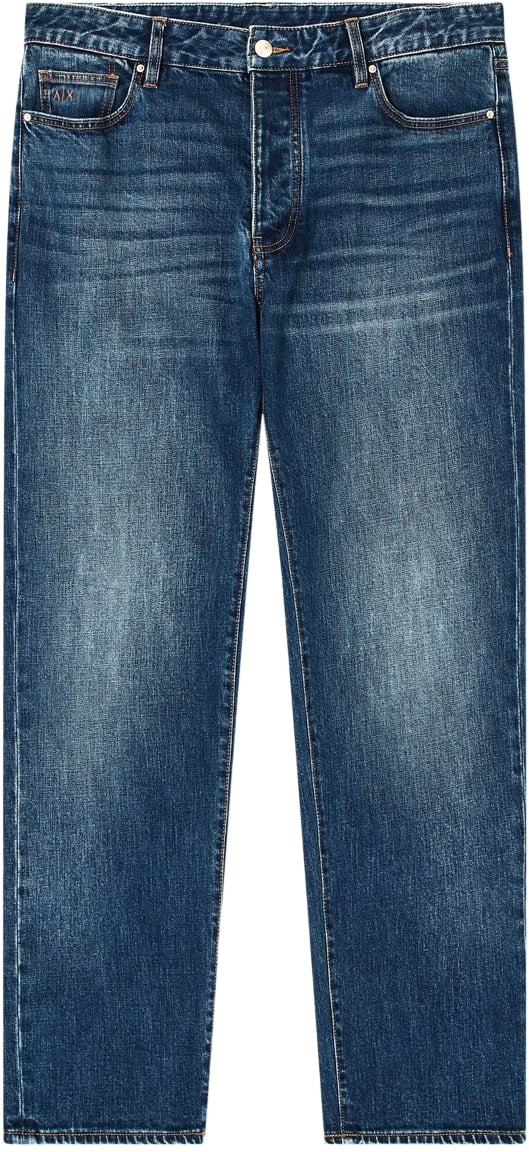 Armani Exchange Trousers Blue Denim Blauw