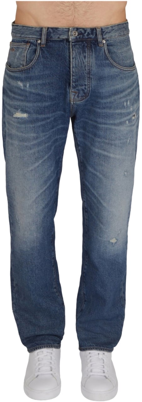 Armani Exchange Trousers Denim Medio Blauw
